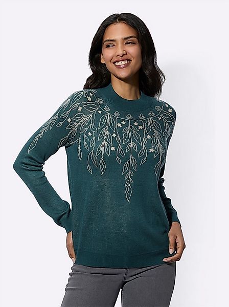 Sieh an! Strickpullover Stehkragen-Pullover Langarm Jacquard günstig online kaufen
