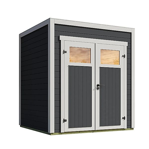 Weka Gartenhaus Batu 1 Flachdach Doppeltür Dark Grey 200 cm x 200 cm günstig online kaufen