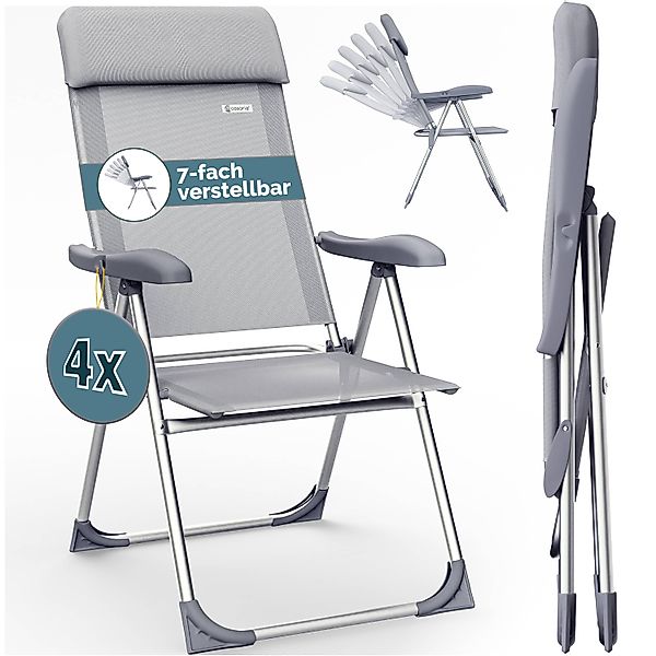 Gartenstuhl 4er-Set Grau meliert Alu klappbar günstig online kaufen