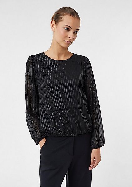 comma Langarmbluse Bluse Bluse mit Pailletten und Elastikbündchen günstig online kaufen
