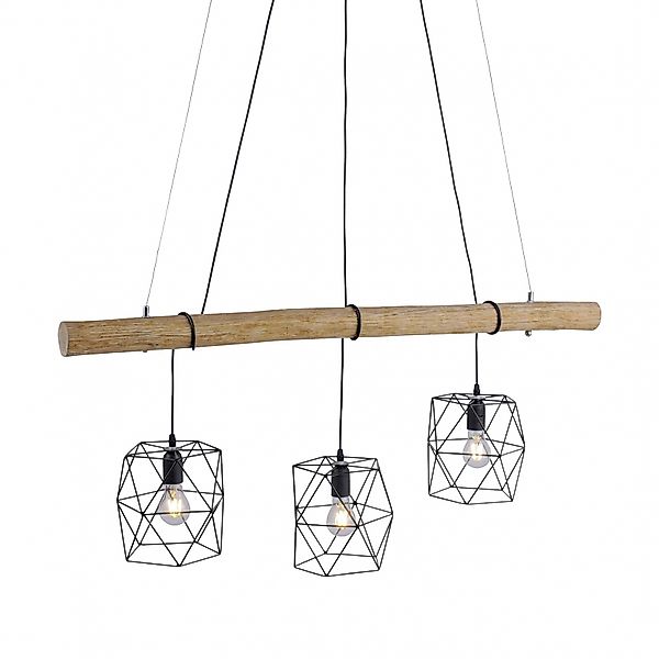 Just Light Pendelleuchte 15503-18 Eisen Holz Kunststoff B: ca. 120 cm E27 3 günstig online kaufen