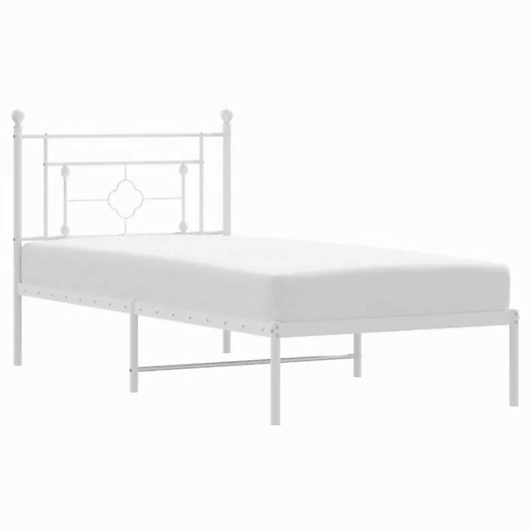 vidaXL Bettgestell Bettgestell mit Kopfteil Metall Weiß 90x190 cm Bett Bett günstig online kaufen