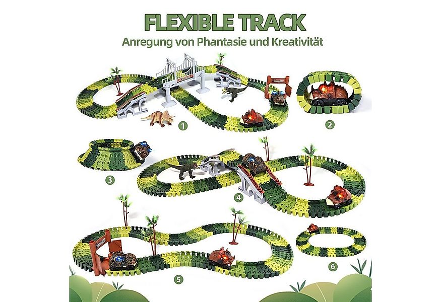 Esun Autorennbahn 289 Stück Rennstrecke Dinosaurier Spielzeuge Flexible Zug günstig online kaufen