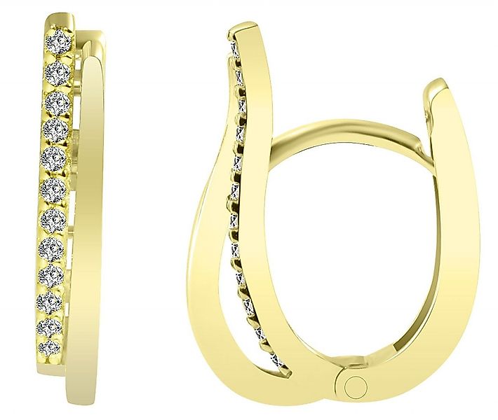 Adelia´s Paar Creolen Damen Creolen aus poliertem Gold 585 und Zirkonia günstig online kaufen