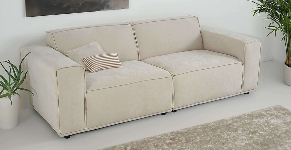 Home affaire 3-Sitzer "Avelin, 228 cm, Chenille, Struktur-Boucle", mit Well günstig online kaufen