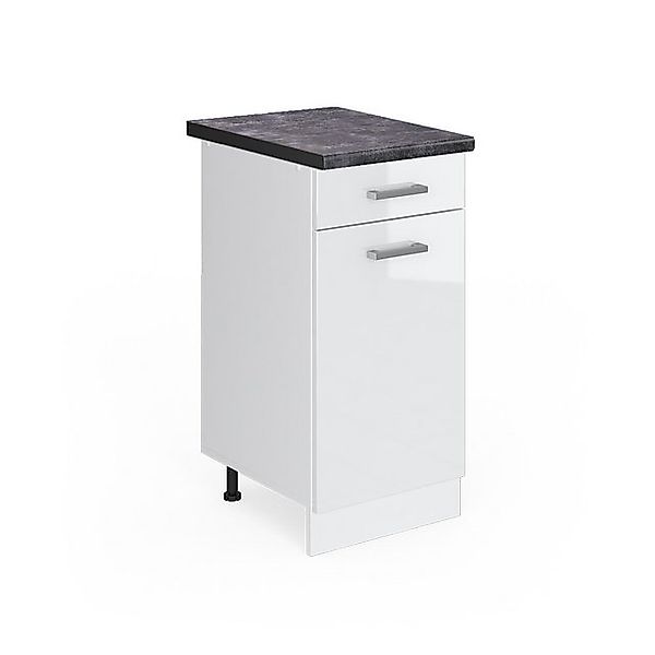 Vicco Küchenunterschrank R-Line Weiß Hochglanz/Weiß 40 cm AP Anthrazit günstig online kaufen