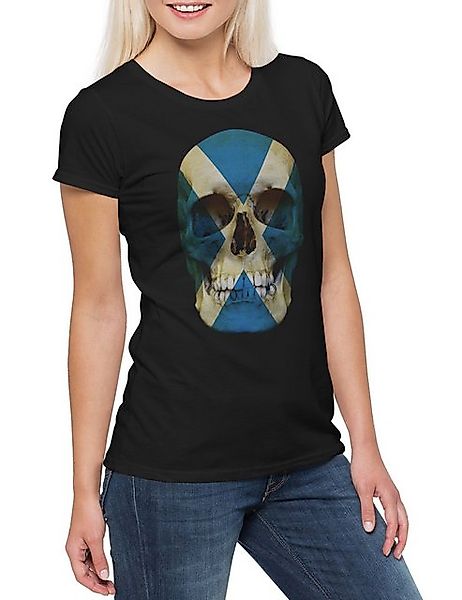 Urban Backwoods Print-Shirt Classic Scotland Skull Flag Damen T-Shirt Schäd günstig online kaufen