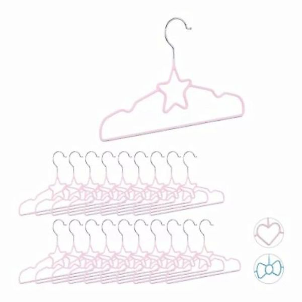 relaxdays 20 x Kinderkleiderbügel Stern hellrosa günstig online kaufen