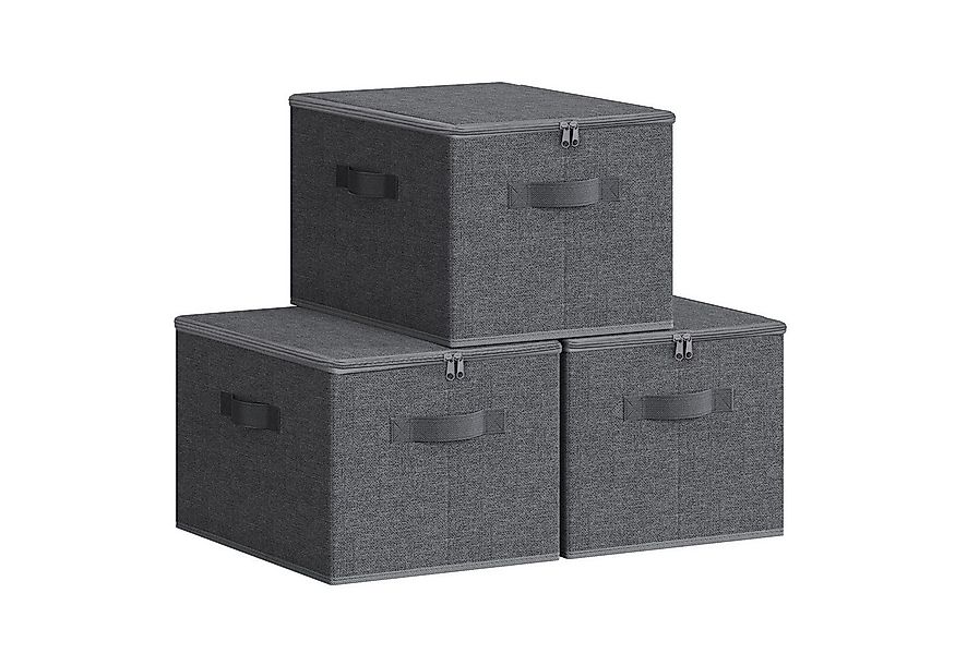 SONGMICS Aufbewahrungsbox, Stoffbox 3er Set, mit Deckel, faltbar mit Griffe günstig online kaufen