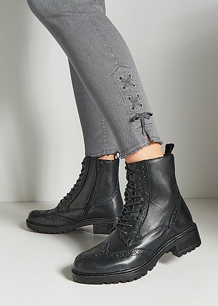 LASCANA Schnürboots Schnürstiefelette, Ankle Boots, Leder, günstig online kaufen