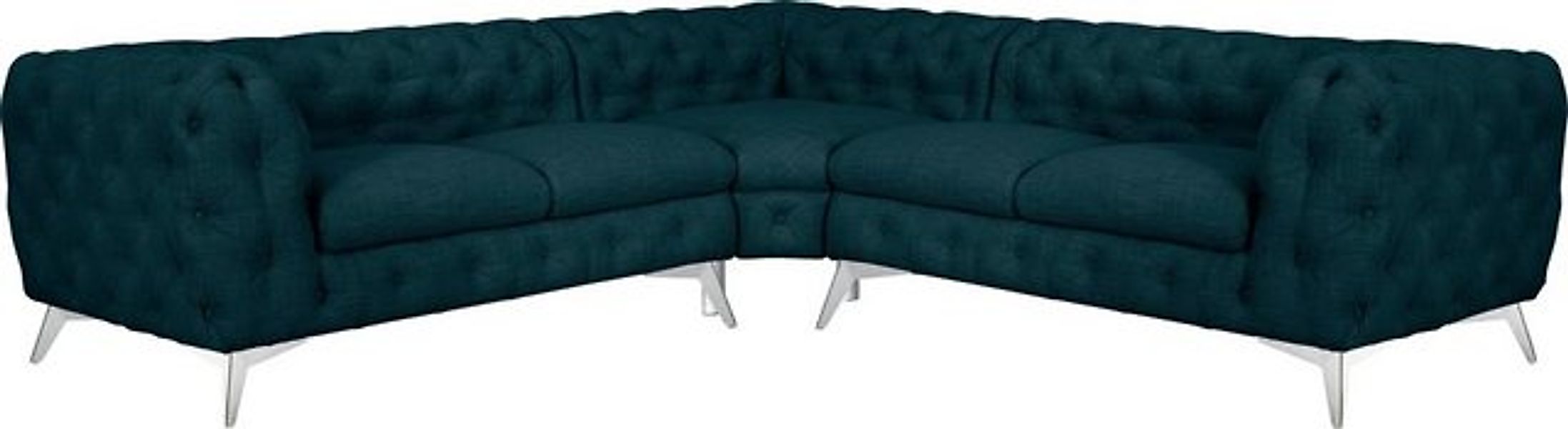 Leonique Chesterfield-Sofa "Ecksofa GLYNIS L-Form mit Wellenunterfederung, günstig online kaufen