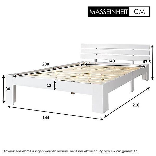 Flieks Holzbett, Doppelbett Ehebett Massivholzbett Bettgestell 140 x 200 cm günstig online kaufen