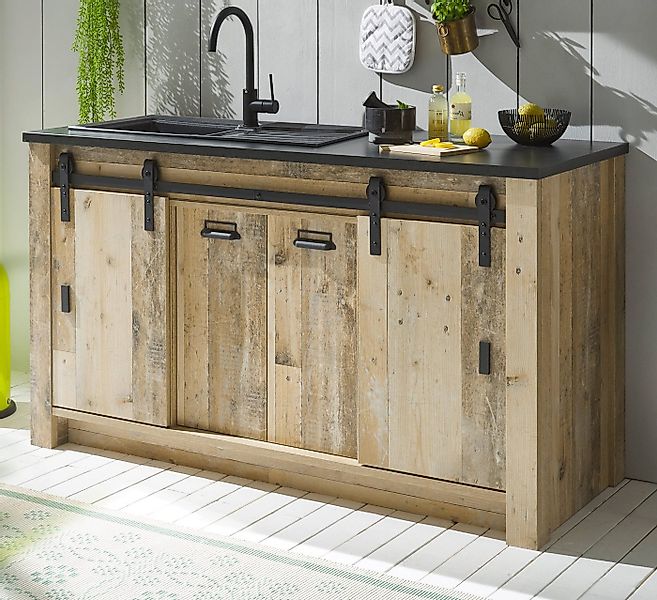 Furn.Design Spülenunterschrank Stove (Küchenschrank in Used Wood / Altholz, günstig online kaufen