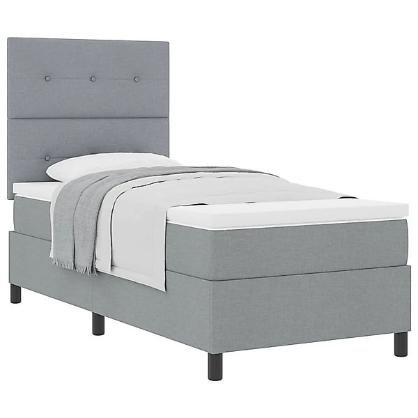 vidaXL Boxspringbett mit Matratze Hellgrau 90 x 200 cm Stoff 3339357 günstig online kaufen