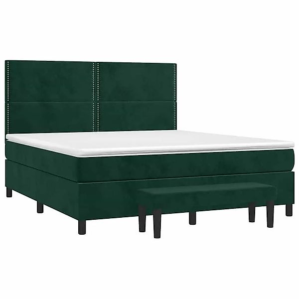 vidaXL Boxspringbett mit Matratze Dunkelgrün 180x200 cm Samt 3137800 günstig online kaufen