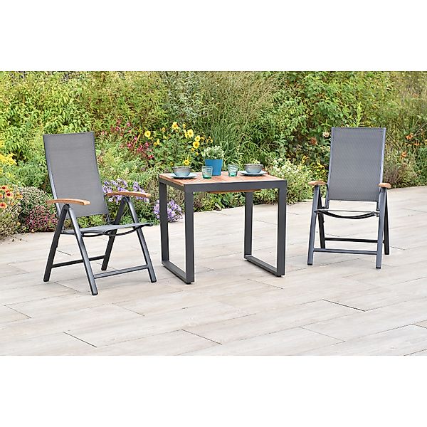 Merxx Toblino Set 3-tlg. 2 Klappsessel Balkon-Tisch Ausziehbar günstig online kaufen