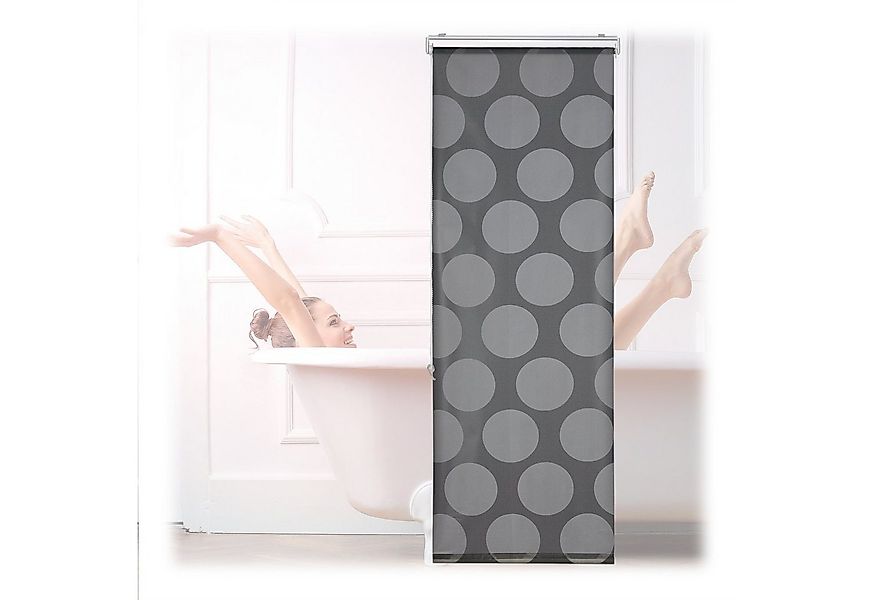 relaxdays Duschrollo grau Punkte Breite 60 cm, 60x240cm günstig online kaufen