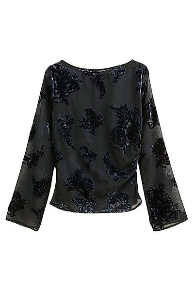 Next Blusenshirt Transparentes Langarmoberteil mit Samtbeflockung (1-tlg) günstig online kaufen