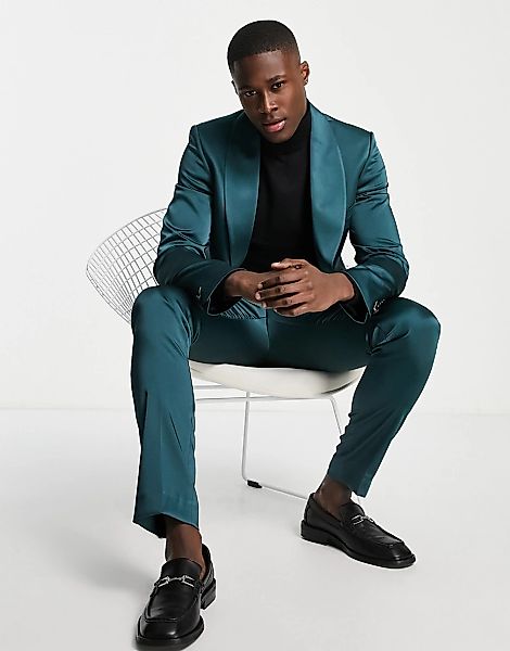 Twisted Tailor – Draco – Anzughose mit engem Schnitt in Tannengrün günstig online kaufen