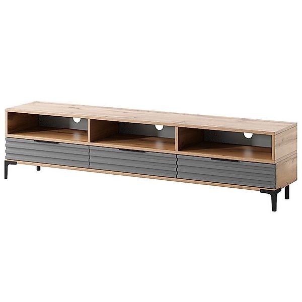 Selsey TV-Schrank RIKKE TV-Lowboard mit 6 Fächern, Kabeldurchlässen, Lamell günstig online kaufen