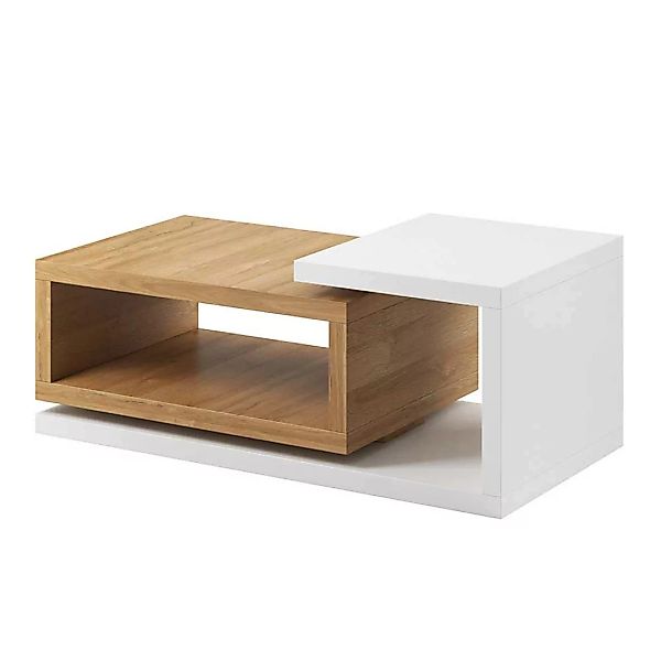 Sofa Tisch in Wildeichefarben und Weiß 120 cm breit 48 cm hoch günstig online kaufen