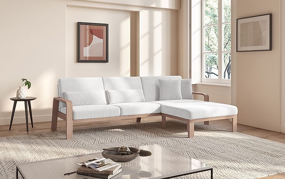 sit&more Ecksofa »Kolding L-Form«, Armlehnen aus Buchenholz in natur, versc günstig online kaufen