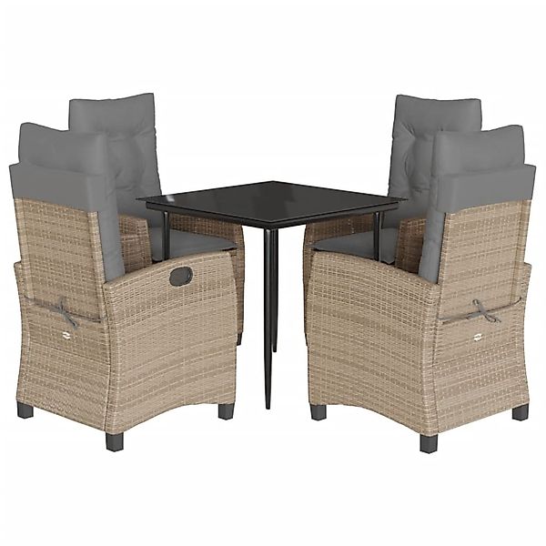 vidaXL 5-Tlg Garten-Essgruppe mit Kissen Beigemischung Poly Rattan 3212823 günstig online kaufen