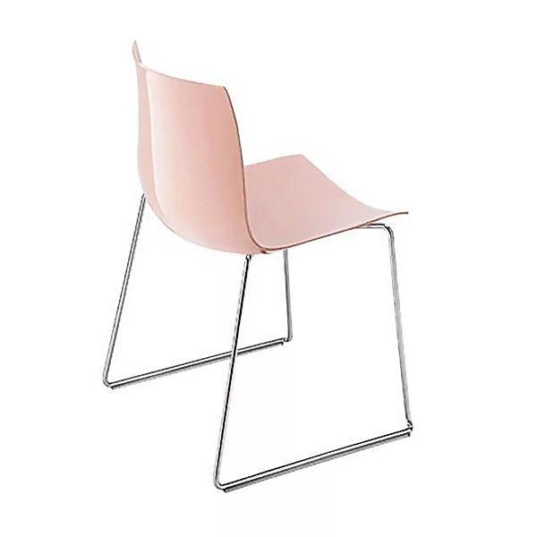 Arper - Catifa 46 0278 Stuhl einfarbig Kufe Chrom - rosé/Außenschale glänze günstig online kaufen
