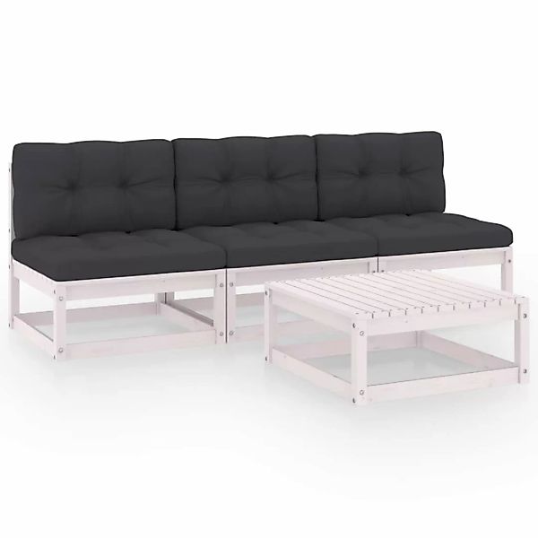 4-tlg. Garten-lounge-set Mit Kissen Kiefer Massivholz günstig online kaufen