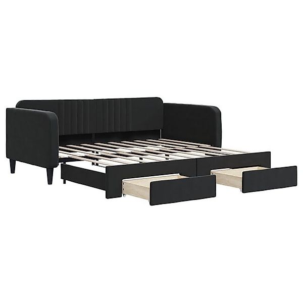 vidaXL Bett, Tagesbett Ausziehbar mit Schubladen Schwarz 90x190 cm Samt günstig online kaufen