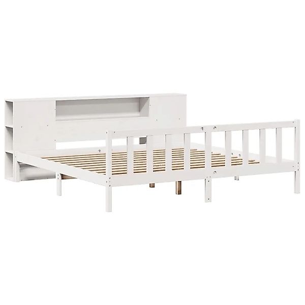 vidaXL Massivholzbett mit Regal ohne Matratze Weiß 200x200 cm Kiefer 332166 günstig online kaufen
