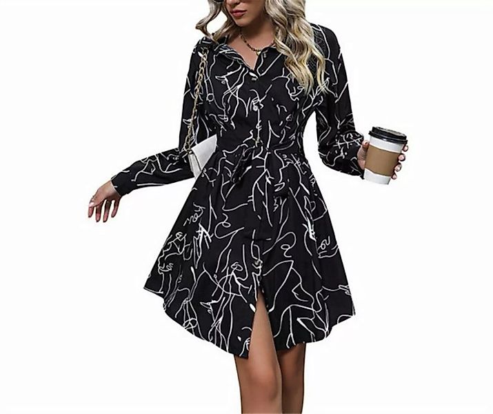AFAZ New Trading UG Abendkleid A-Linien-Kleid Damen, bedrucktes Herbstkleid günstig online kaufen