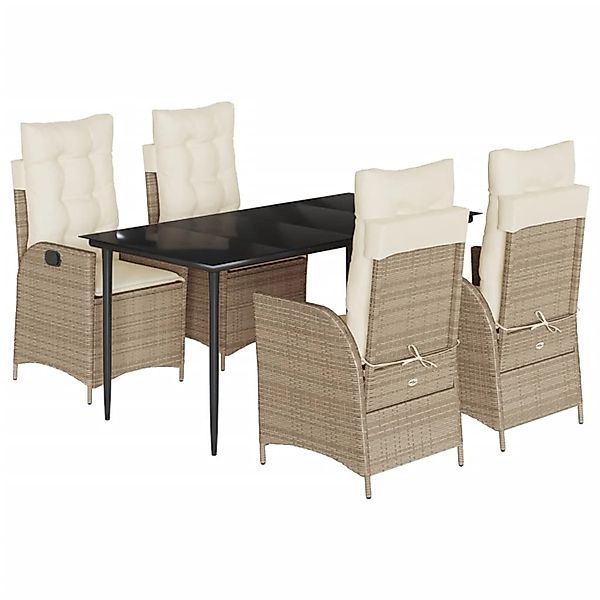 vidaXL 5-Tlg Garten-Essgruppe mit Kissen Beige Poly Rattan 3213238 günstig online kaufen