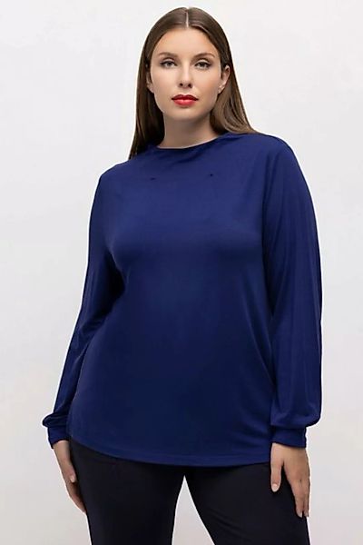 Ulla Popken Rundhalsshirt Shirt Ziernähte Stehkragen Langarm günstig online kaufen