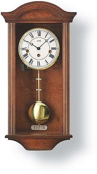 AMS Wanduhr Pendeluhr, mechanisch, Nussbaum, 4/4 günstig online kaufen