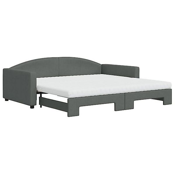 vidaXL Ausziehbett, Tagesbett Ausziehbar mit Matratzen Dunkelgrau 100x200 c günstig online kaufen