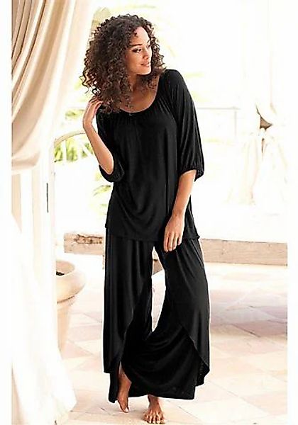 LASCANA Pyjama 2-teilig, 2 tlg. Hose in edler Layeroptik günstig online kaufen