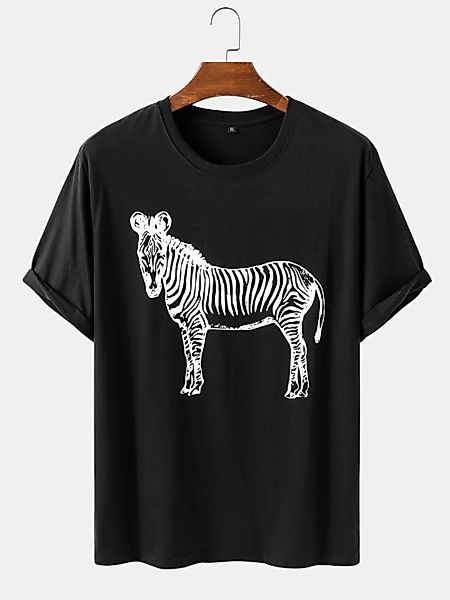 Herren Zebra Musterdruck Kurzarm Basic T-Shirts günstig online kaufen