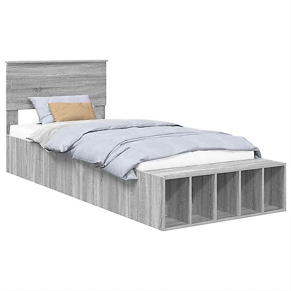vidaXL Bettrahmen mit Regal Graues Sonoma 90 x 200 cm Holzwerkstoff 3408415 günstig online kaufen