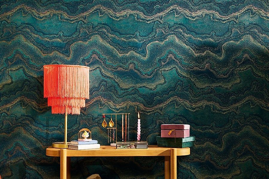 living walls Vliestapete Stories of Life Steintapete Malachit Dunkelgrün Go günstig online kaufen