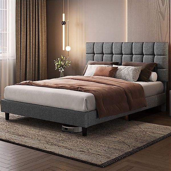 Yaheetech Polsterbett Bettgestell, Doppelbett mit Höhenverstellbarem günstig online kaufen