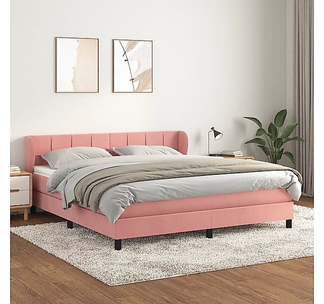 vidaXL Boxspringbett, Boxspringbett mit Matratze Rosa 160x200 cm Samt günstig online kaufen