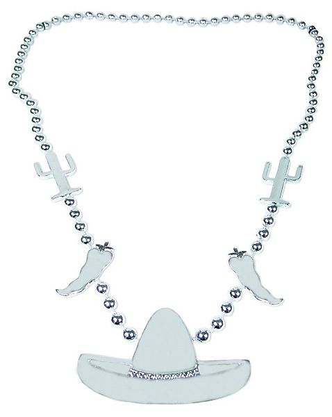 Funny Fashion Kostüm Mexiko Halskette in Silber, Zubehör Kostüm günstig online kaufen