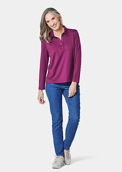 GOLDNER Poloshirt "Kurzgröße Langarm Poloshirt mit Schmuckband" Ohne günstig online kaufen