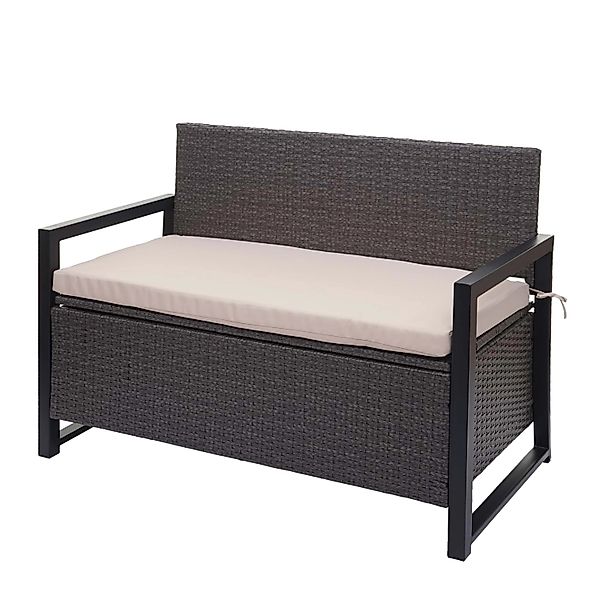 MCW Poly-Rattan 2er Sitzbank F39 Grau Kissen beige günstig online kaufen