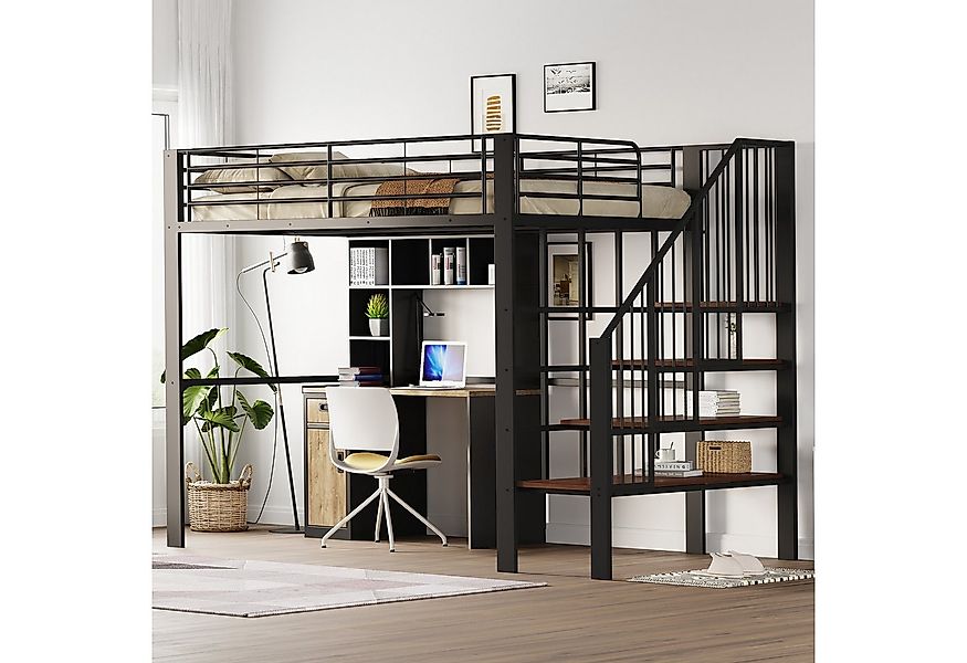 Merax Hochbett (1-St., Jugendbett Einzelbett Eisenbett) Metallbett Kinderbe günstig online kaufen