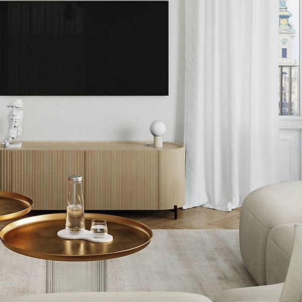 Tischleuchte ORBI, beige, Glas/Metall, Höhe 19 cm, G9 günstig online kaufen