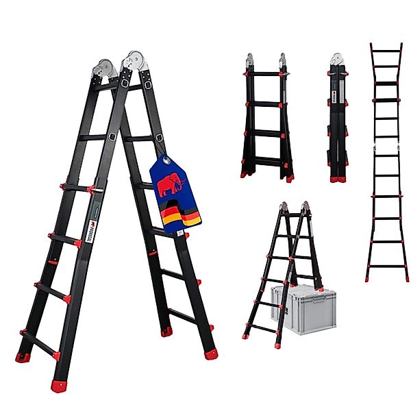 PROREGAL Sprossen-Mehrzweckleiter APOLLO 3-In-1 Aluminiumleiter 4x4 Sprosse günstig online kaufen