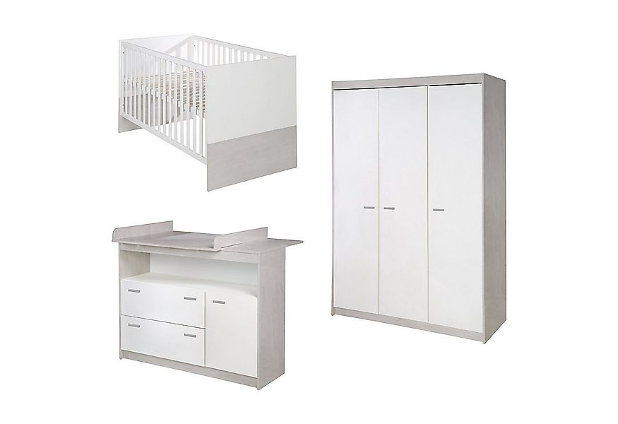 roba® Babyzimmer-Komplettset Julia, Gitterbett, Wickelkommode & Schrank 3-t günstig online kaufen