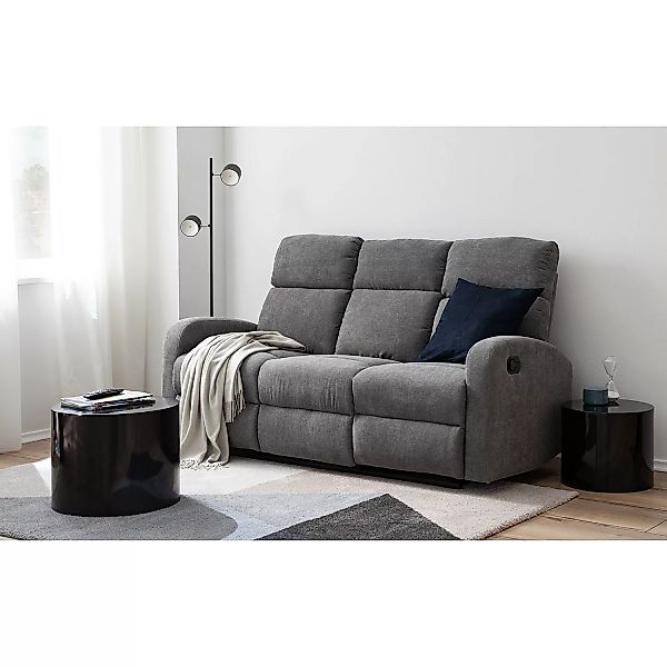 home24 loftscape Relaxsofa Grandhan 3-Sitzer Grau Microfaser 181x102x88 cm günstig online kaufen